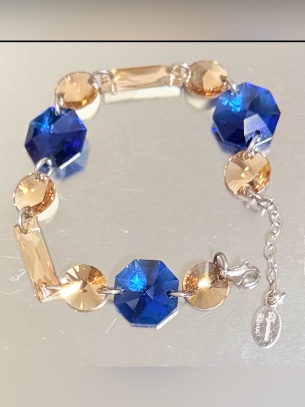 Dyadema Italy 925 Sterling Silver Mixed Crystal Statement Bracelet